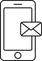 Mailing In Smartphone Icon In Line Art. vector