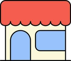 Red And Blue Shop Or Store Icon In Flat Style. vector