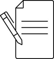 Paper With Pen Icon In Black Line Art. vector