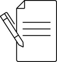 Paper With Pen Icon In Black Line Art. vector