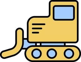 Bulldozer Icon In Blue And Yellow Color. vector