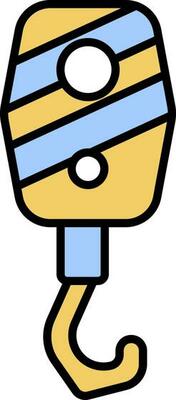 Crane Hook Icon In Blue And Yellow Color.