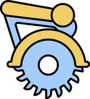 Circular Saw Icon In Blue And Yellow Color. vector