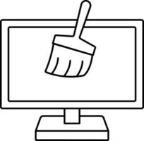 Brush On Computer Icon Or Symbol In Line Art Style. vector