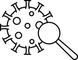 Virus Searching Icon In Black Outline. vector