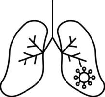 Virus Infected Lungs Icon In Linear Style. vector