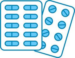 Pill Packets Icon In Blue And White Color. vector