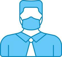 Young Businessman Or Student Wearing Mask Icon In Blue And White Color. vector