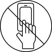 Thin Line Art Don't Touch Phone Icon Or Symbol. vector