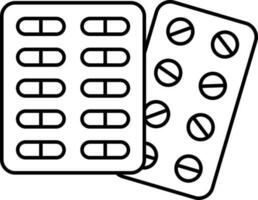 Pill Packets Black Line Art Icon. vector