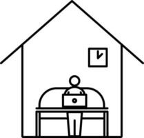 Vector Illustration of Work From Home in Line Art.