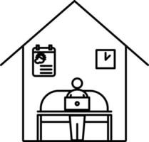 Isolated Work From Home Icon in Line Art. vector