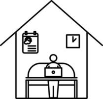 Isolated Work From Home Icon in Line Art. vector