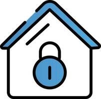 Home Lock Icon In Blue And White Color. vector