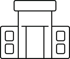Building Icon In Black Line Art. vector
