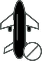 No Travelling Icon In Black And White Color. vector