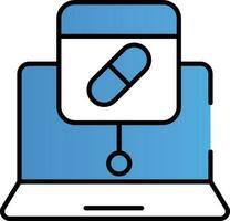 Blue And White Color Medical Prescription In Laptop Icon. vector