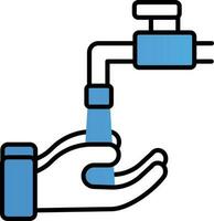 Hand Washing From Faucet Icon In Blue And White Color. vector