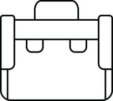 Briefcase Or Toolbox Icon In Black Line Art. vector