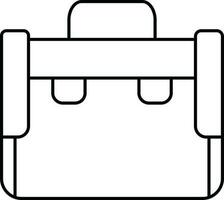 Briefcase Or Toolbox Icon In Black Line Art. vector