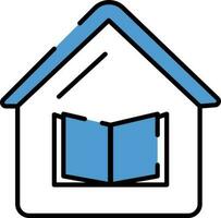 Learning Or Education From Home Icon In Blue And White Color. vector