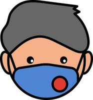 Flat Style Man Face Cover With N95 Mask Colorful Icon Or Symbol. vector