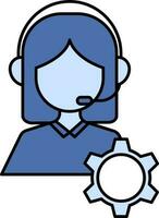 Female Customer Service Or Setup Icon In Blue Color. vector