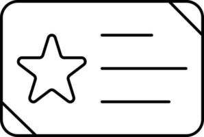 estrella cupón o tarjeta icono en negro Delgado línea. vector