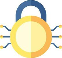 Cyber Security Icon Or Symbol In Blue And Yellow Color. vector