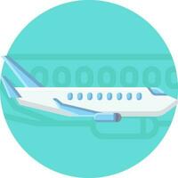 Airplane Icon On Blue Background. vector
