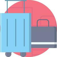 Flat Style Luggage Bag Icon On Pink Background. vector