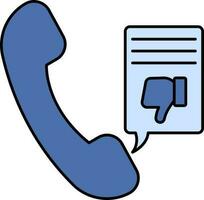 Dislike Call Icon In Blue Color. vector