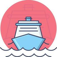 Ship Icon on Pink Background. vector