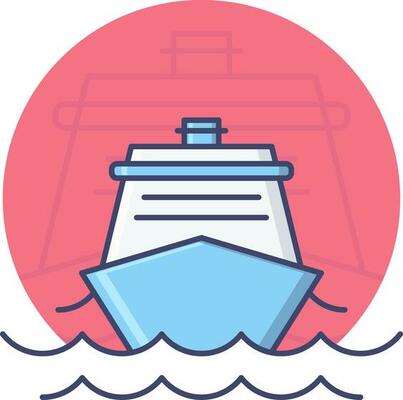 Ship Icon on Pink Background.