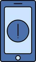 Smartphone With Warning Icon In Blue Color. vector