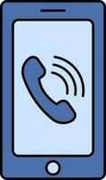 móvil llamada icono en azul color. vector