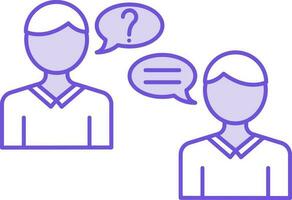 User Communication Icon In Purple And White Color. vector