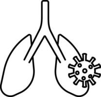 Isolated Lungs Infected With Virus Icon in Thin Line Art. vector