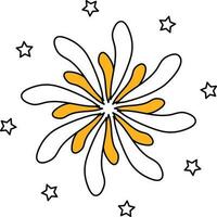Yellow And White Fireworks Icon Or Symbol. vector