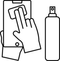 Illustration of Sanitize of Your Phone Icon in Line Art. vector