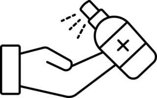 Hand Sanitizing From Spray Icon In Black Outline. vector