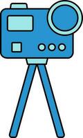 Camera On Stand Icon In Blue Color. vector