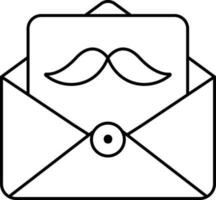 Fathers Day Greeting Card With Envelope Icon In Line Art. vector