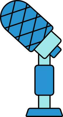 Studio Microphone Icon In Blue Color.