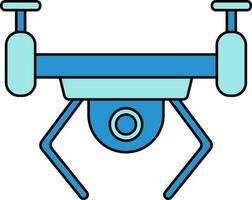 Drone Camera Icon In Blue Color. vector