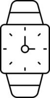 Wristwatch Icon In Black Line Art. vector