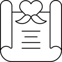 Black Line Art Scroll Paper Or Greeting Card Icon. vector