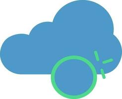 Cloud With Coin Icon In Blue And Green Color. vector