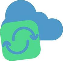 nube sincronizar icono en azul y verde color. vector