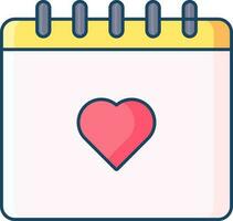 Vector Illustration of Calendar With Heart Icon.